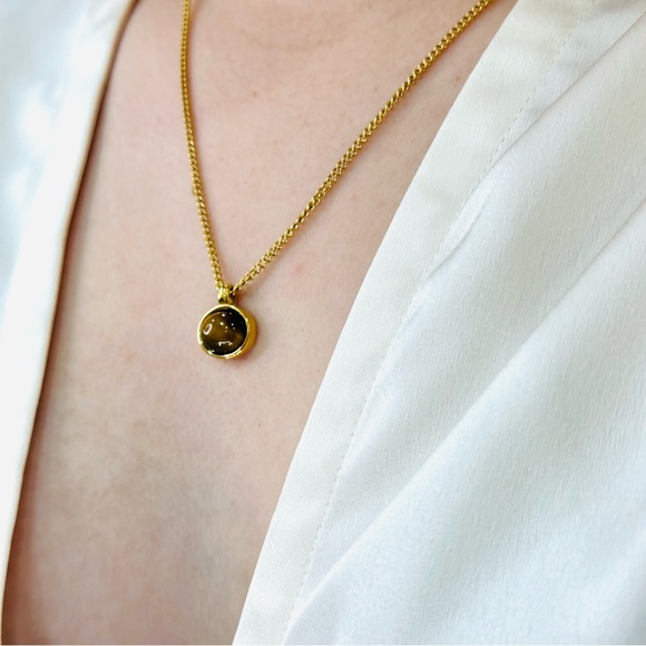 ꕥ Tiger eye 18k Dipped Necklace - Picture 1 of 5